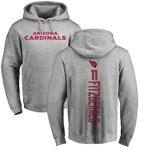 Arizona Cardinals Men Ash Larry Fitzgerald Backer NFL Football 11 Pullover Hoodie Sweatshirts